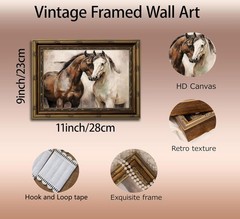 Vintage Gold Framed Horse Wall Art Vintage Horses Painting Picture Wall Decor…