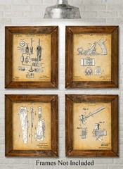 Woodworking Tools Patent Prints Set of 4 – 8×10 Unframed Posters for Workshop