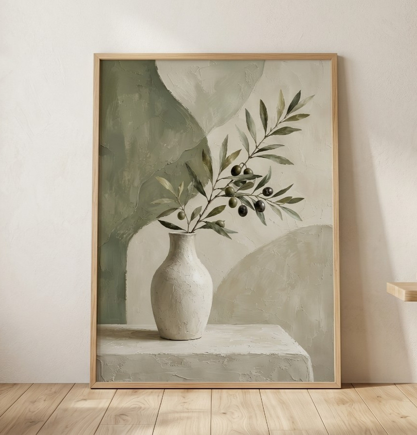 Modern Farmhouse Olive Tree Print Botanical Poster Green Wall Decor Gift