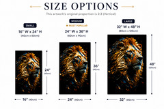Mixed Media Lion Canvas Wall Art Hand Painted Finish Animal Decor