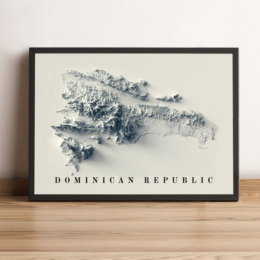 Dominican Republic Map, Dominican Republic 2D Relief Map – 2D Flat Print