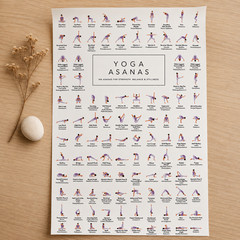 Yoga Asanas Chart Wall Art Poster | Home Decor | Multiple Sizes | Satin Print