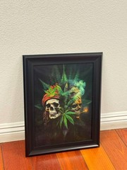 Wall art decor 3D Change Lenticular Picture Marijuana Leafs Skull 18.5″ x 14.6″