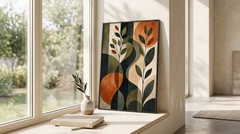 Abstract Botanical Wall Art Boho Leaves Poster Modern Geometric Print