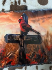 Cardinal Cross Custom Photo Slate Rock Unique Gift 7.9” X 5.9” Slate Photo