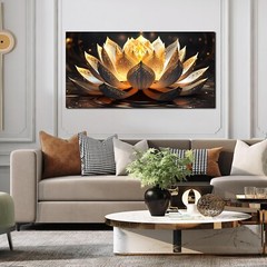 TYTAUPT Lotus Flower Canvas Wall Art For Bedroom Women Gold And Yellow Wall