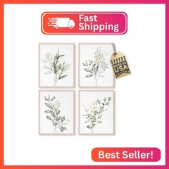 Botanical Watercolor Art Prints (Set of 4) – 11×14 (Unframed) | Boho Leaves and