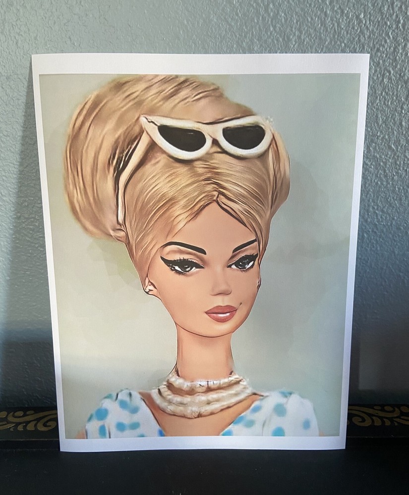 Retro Barbie Portrait Art Print 8×10 – Silkstone Blonde Beauty
