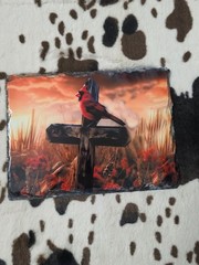 Cardinal Cross Custom Photo Slate Rock Unique Gift 7.9” X 5.9” Slate Photo