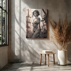 Abstract Woman Portrait Canvas Wall Art Modern Neutral Boho Home Decor Print