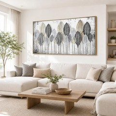 Gold Leaf Canvas Wall Art 20×40 Inch – Black White Abstract Nature Landscape …