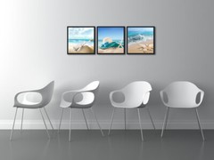 Black Framed 3 Panels Starfish Seashell Bottle Beach Pictures on Canvas Wall Art