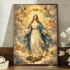 Virgin Mary Queen of Heaven Canvas Print Christian Wall Art