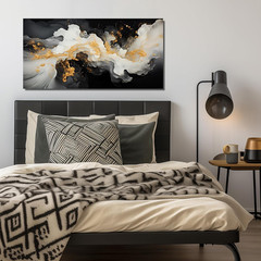 Elegant Black, White & Gold Abstract Canvas Art for Living Room & Office 20″x40