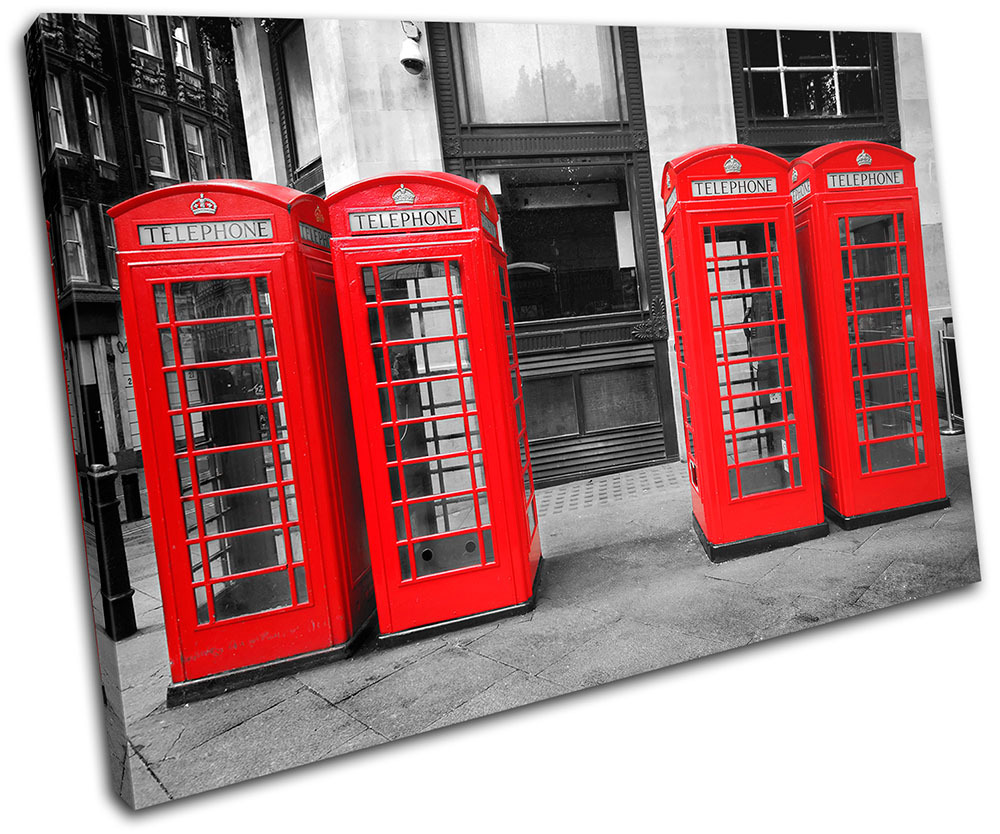 London Telephone Box Landmarks SINGLE CANVAS WALL ART Picture Print VA