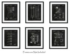 Set of 6 Chalkboard Patent Art Prints of Drums (8×10) Gifts for a Drummer Snare