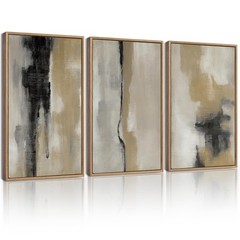 Black Gray Abstract Framed Wall Art Minimalist Modern Neutral Wall Art Decor …