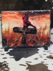 Cardinal Cross Custom Photo Slate Rock Unique Gift 7.9” X 5.9” Slate Photo