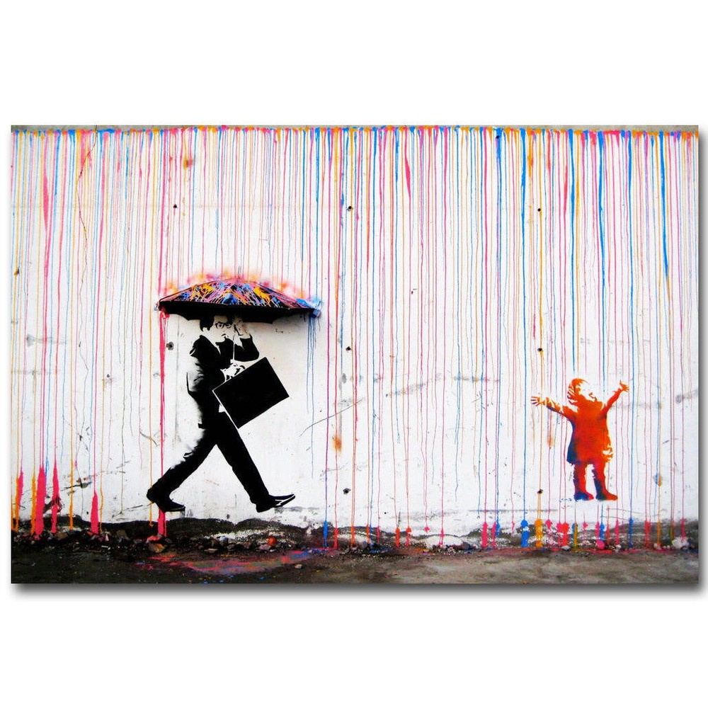 58199 BANKSY Coloured Rain Bild Street Wall Decor Print Poster
