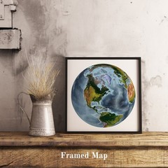 World Map, The World From Space Projection World Map, Frame and printed Map