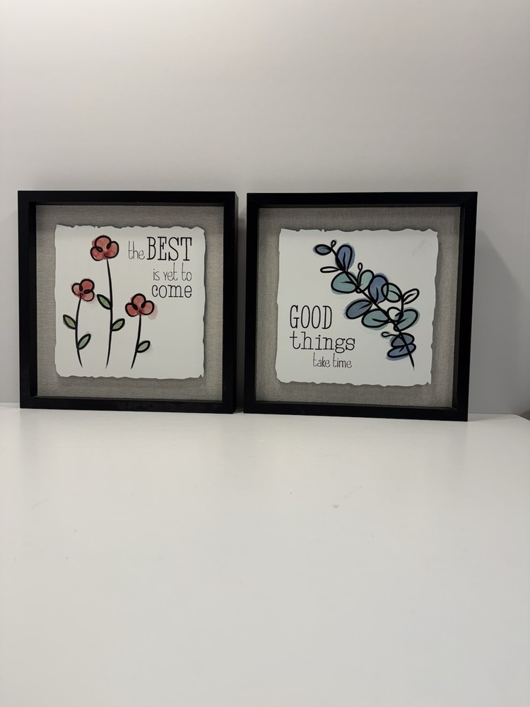 2 Pc 11.5 x 11.5 Framed Wall Art