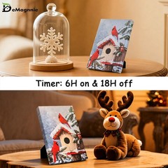 8″x6″ Standing Framed Lighted Canvas Tabletop Cardinal Decor Wall Art w/Build…