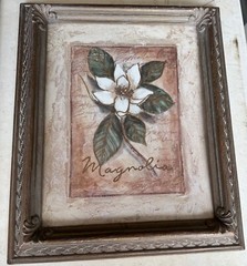 Set of 2 Magnolia Floral Print Home Interiors Framed Wall Art Decor 10 x 12.5″