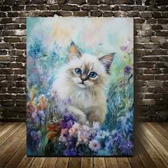 Ragdoll Cat Kitten with Blue Eyes & Vibrant Metal Print Ready to Hang