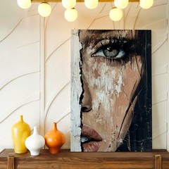 Modern Canvas Woman Face Portrait Blue Eye Modern Abstract Modern Office Print