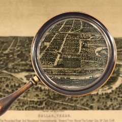 1892 Bird’s Eye View Drawing of Dallas with Historic Panorama and Landmarks