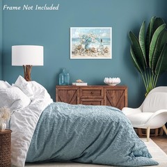 Ocean Beach Canvas Wall Art Seascape Seashells Starfish Coastal Poster Print