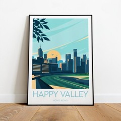 Hong Kong, Happy Valley Traditional Travel poster Choose your Size