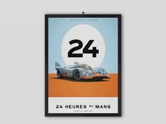 Gulf Porsche 917 Poster, 1971 Le Mans Vintage Car Wall Art