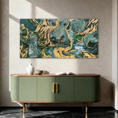 Emerald Green Abstract Wall Art Fluid Canvas Wall Decor Modern Art Prints for…