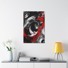 Wall Art Decor – Canvas Print Artwork – Decorative Black Red White Abstract Seam