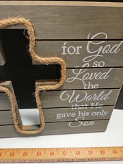 Pair Of Wooden Pictures Faith Wall Art 11″×14″ & 11″×11″ W/ Cutout Crosses EUC