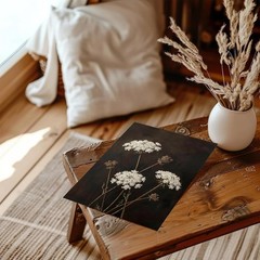 Vintage Unframed Canvas Art – Dark Dried Wildflower 8×10 Victorian Elegance