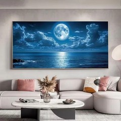 Abstract Ocean & Moon Wall Art Canvas Painting Canvas Mural Home Decor Picture