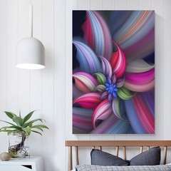 Art Poster Overlapping Flowers Unframed Inside Canvas Wallart 12×18 Inch 1-Piece