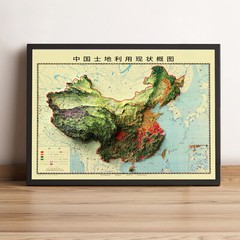 China Map, China 2D Relief Map, China Vintage Map – 2D Flat