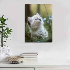 Adorable Ragdoll Kitten with Flowers Painting Metal Print Ready to Hang