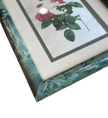 Vintage Botanical Rose Print Forest Green Marble Print Frame, Set of 2 90s Decor
