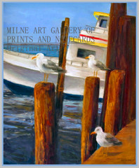 Seagulls on Dock, 8×10″ Print and 5×7″ Card, Long Beach Island NJ, Original Art