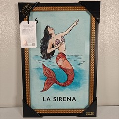 Sapna Shah La Sirena Loteria #6 Mermaid Framed Wall Decor Print 12×18 Framed