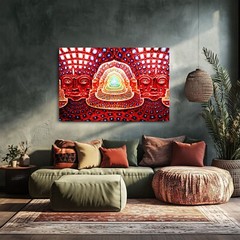 Trippy Psychedelic Wall Art Print on Framed Canvas Bedroom Decor | DMT Acid Trip