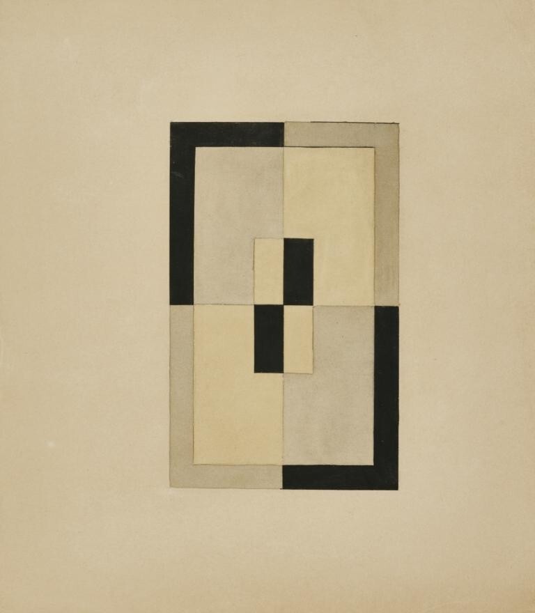 Nikolai Suetin Print – Design for a Tabletop (1929) Furniture Design to Frame