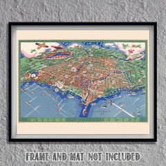 Pictorial Map of Chicago Illinois Vintage City View Wall Art Print