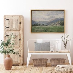 Wall26 Impressionist Pastoral Valley Framed Wall Art Abstract Canvas Print