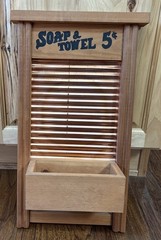 Vinatge Wooden Metal Wash Board Decor Copper with Storage Box