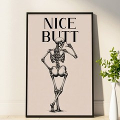 Nice Butt Skeleton Print, Funny Bathroom Wall Art